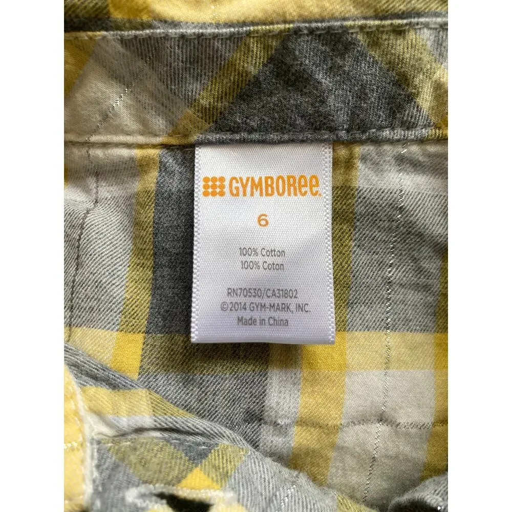 Gymboree Yellow & Grey Plaid Shirt Dress, Size 6